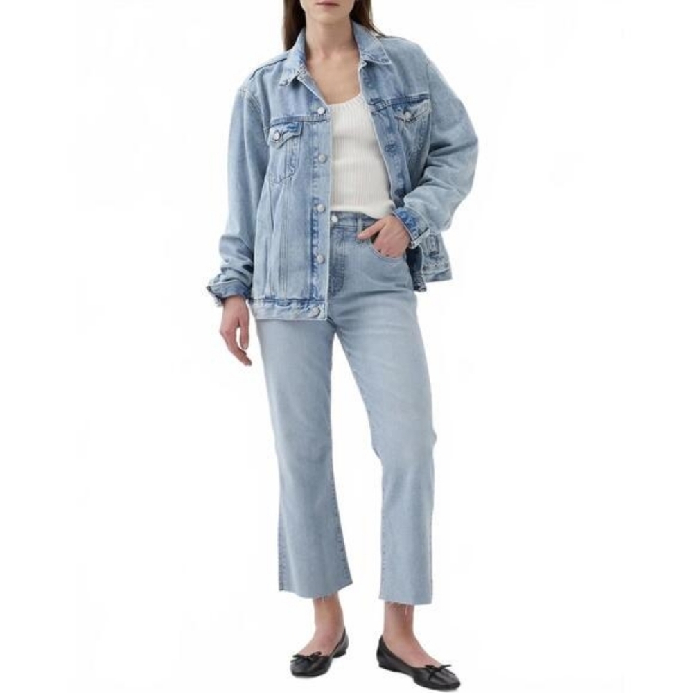 Gap Kick Fit High Rise Light Jeans Ankle Fray 6 Long